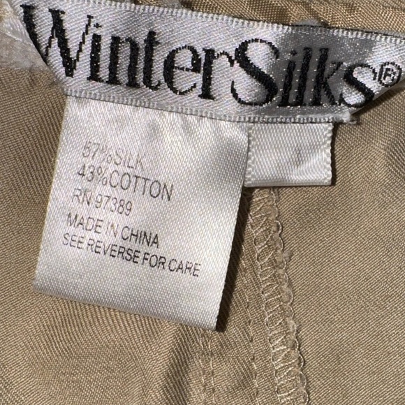 Winter Silks Vintage Silk Blend Pants Tan Khaki Pockets Size 14 - Picture 7 of 9